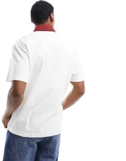 Abercrombie & Fitch Oversized Rugby Polo Shirt With Contrast Collar In White For Men -Abercrombie and Fitch Fashion Shop 205748222 3