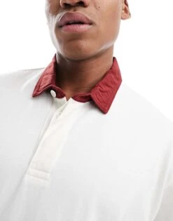 Abercrombie & Fitch Oversized Rugby Polo Shirt With Contrast Collar In White For Men -Abercrombie and Fitch Fashion Shop 205748222 4