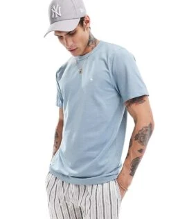 Abercrombie & Fitch Icon Logo Pique T-shirt In Light Blue For Men