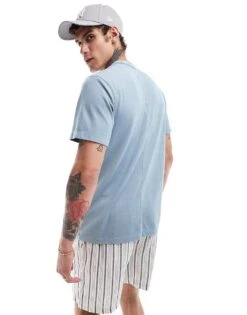 Abercrombie & Fitch Icon Logo Pique T-shirt In Light Blue For Men -Abercrombie and Fitch Fashion Shop 206243338 4