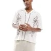 Abercrombie & Fitch Embroidered Short Sleeve Linen Blend Shirt In White For Men White Embroid -Abercrombie and Fitch Fashion Shop 206243659 1 whiteembroid