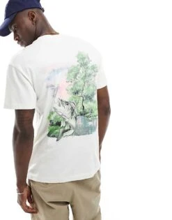 Abercrombie & Fitch Yellowstone River Pocket And Back Print T-shirt In Off White For Men