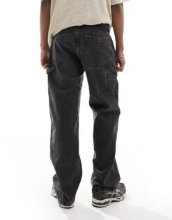 Abercrombie & Fitch Baggy Carpenter Jeans In Black For Men -Abercrombie and Fitch Fashion Shop 206244049 3