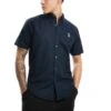 Abercrombie & Fitch Icon Logo Short Sleeve Oxford Shirt In Navy For Men