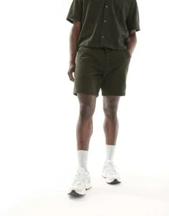 Abercrombie & Fitch Pull On Relaxed Fit Lace Shorts In Olive Green Co-ord For Men -Abercrombie and Fitch Fashion Shop 206575366 1 olivegreen 1