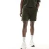 Abercrombie & Fitch Pull On Relaxed Fit Lace Shorts In Olive Green Co-ord For Men