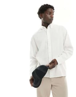 Abercrombie & Fitch Breezy Oversized Shirt In White For Men