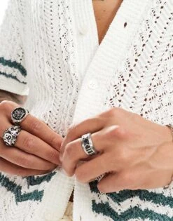 Abercrombie & Fitch Buttonthrough Open Stitch Stripe Knit Polo In White/green For Men -Abercrombie and Fitch Fashion Shop 206654526 3