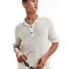 Abercrombie & Fitch 2 Button Revere Collar Resort Knit Polo In Cream For Men -Abercrombie and Fitch Fashion Shop 206654527 1 cream