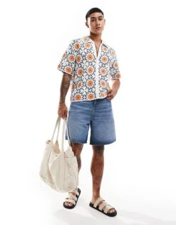 Abercrombie & Fitch Buttonthrough Circle Summer Crochet Knit Polo In Cream For Men -Abercrombie and Fitch Fashion Shop 206654624 3