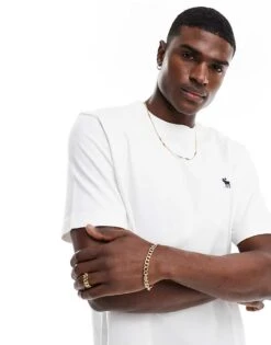 Abercrombie & Fitch Elevated Icon Logo T-shirt Relaxed Fit In White For Men