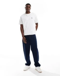 Abercrombie & Fitch Elevated Icon Logo T-shirt Relaxed Fit In White For Men -Abercrombie and Fitch Fashion Shop 206654639 3