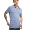 Abercrombie & Fitch Slub Linen Open Collar Polo In Light Blue For Men -Abercrombie and Fitch Fashion Shop 206654655 1 lightblue