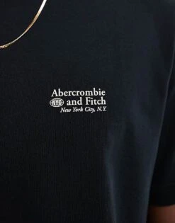 Abercrombie & Fitch Small Scale Polished Logo Oversized Heavyweight T-shirt In Black For Men -Abercrombie and Fitch Fashion Shop 206654760 4