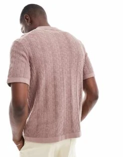 Abercrombie & Fitch Buttonthrugh Crochet Knit Polo In Taupe For Men -Abercrombie and Fitch Fashion Shop 206654801 3