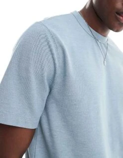 Abercrombie & Fitch Cooling Pique T-shirt In Light Blue For Men -Abercrombie and Fitch Fashion Shop 206654808 4