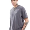 Abercrombie & Fitch Small Scale Polished Logo Oversized Heavyweight T-shirt In Charcoal For Men -Abercrombie and Fitch Fashion Shop 206655018 1 charcoal