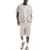Abercrombie & Fitch Short Sleeve Pattern Embroid Linen Shirt In Tan For Men -Abercrombie and Fitch Fashion Shop 206655435 1 tan