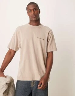 Abercrombie & Fitch Vintage Logo Oversized Fit T-shirt With Back Print In Grey Acid Wash For Men Flint Gray Acid Wash
