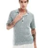 Abercrombie & Fitch 2 Button Revere Collar Resort Knit Polo In Grey/green For Men -Abercrombie and Fitch Fashion Shop 206655480 1 greygreen