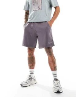 Abercrombie & Fitch Small Scale Logo Baggy Fit Sweat Shorts In Mid Grey For Men