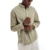 Abercrombie & Fitch Breezy Oversized Shirt In Mid Green For Men -Abercrombie and Fitch Fashion Shop 206655633 1 midgreen