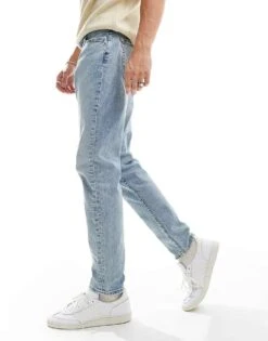 Abercrombie & Fitch Althletic Slim Jeans In Light Wash Blue For Men -Abercrombie and Fitch Fashion Shop 206655684 3