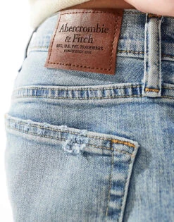 Abercrombie & Fitch Althletic Slim Jeans In Light Wash Blue For Men -Abercrombie and Fitch Fashion Shop 206655684 4