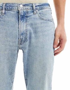 Abercrombie & Fitch Althletic Slim Jeans In Light Wash Blue For Men -Abercrombie and Fitch Fashion Shop 206655684 5