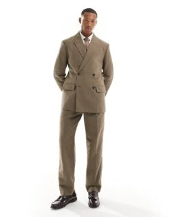Abercrombie & Fitch Co-ord Linen Blend Suit In Tan