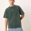 Abercrombie & Fitch Premium Jocktag Logo Heavyweight T-shirt In Green Acid Wash For Men -Abercrombie and Fitch Fashion Shop 206937712 1 greenacid
