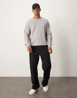 Abercrombie & Fitch Waffle Crop Long Sleeve T-shirt In Grey Marl For Men -Abercrombie and Fitch Fashion Shop 206937781 3