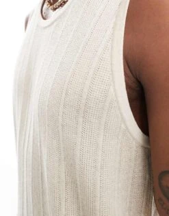 Abercrombie & Fitch Knitted Tank In Cream For Men -Abercrombie and Fitch Fashion Shop 206937799 3