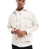 Abercrombie & Fitch Long Sleeve Dobby Flannel Shirt In Cream For Men -Abercrombie and Fitch Fashion Shop 206937810 1 cream