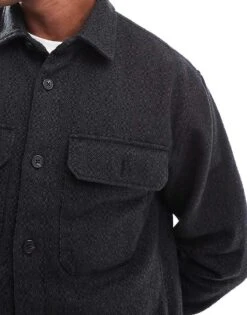 Abercrombie & Fitch Long Sleeve Dobby Flannel Shirt In Black For Men -Abercrombie and Fitch Fashion Shop 206937965 3