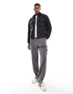 Abercrombie & Fitch Long Sleeve Dobby Flannel Shirt In Black For Men -Abercrombie and Fitch Fashion Shop 206937965 4