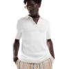 Abercrombie & Fitch Pattern Knit Cropped Polo In White For Men Cream -Abercrombie and Fitch Fashion Shop 206938065 1 cream