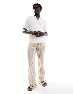 Abercrombie & Fitch Pattern Knit Cropped Polo In White For Men Cream -Abercrombie and Fitch Fashion Shop 206938065 4