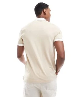 Abercrombie & Fitch Chic Icon Logo Texture Polo In Beige For Men Tan -Abercrombie and Fitch Fashion Shop 206938070 4