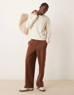 Abercrombie & Fitch Waffle Crop Long Sleeve T-shirt In Beige For Men -Abercrombie and Fitch Fashion Shop 206938117 4