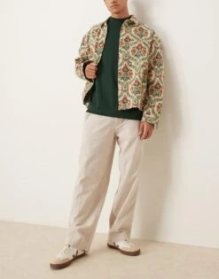 Abercrombie & Fitch Baggy Linen Trouser In Tan For Men Khaki