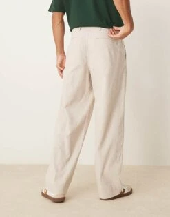 Abercrombie & Fitch Baggy Linen Trouser In Tan For Men Khaki -Abercrombie and Fitch Fashion Shop 206938335 3