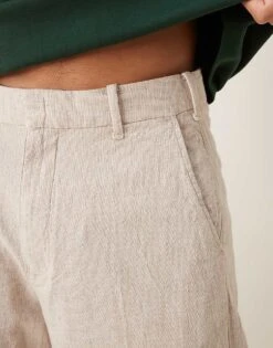 Abercrombie & Fitch Baggy Linen Trouser In Tan For Men Khaki -Abercrombie and Fitch Fashion Shop 206938335 5