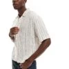 Abercrombie & Fitch Striped Linen Short Sleeve Shirt In Cream For Men Cream Stripe
