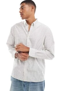 Abercrombie & Fitch Relaxed Linen Shirt In Cream For Men