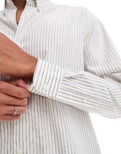 Abercrombie & Fitch Relaxed Linen Shirt In Cream For Men -Abercrombie and Fitch Fashion Shop 206938435 4