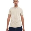 Abercrombie & Fitch Elevated Icon Logo Tipped Pique Polo In Beige For Men