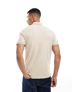 Abercrombie & Fitch Elevated Icon Logo Tipped Pique Polo In Beige For Men -Abercrombie and Fitch Fashion Shop 206938544 4