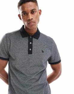 Abercrombie & Fitch Chic Icon Logo Texture Polo In Black For Men -Abercrombie and Fitch Fashion Shop 206938585 1 black 1