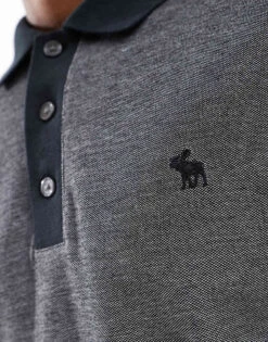 Abercrombie & Fitch Chic Icon Logo Texture Polo In Black For Men -Abercrombie and Fitch Fashion Shop 206938585 4